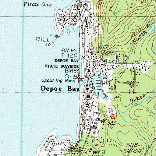 Topographic Map of Whale Watching Center, OR