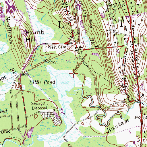 Topographic Map of Tannery Brook, CT