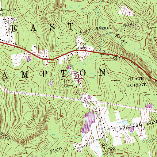 Topographic Map of Tartia Cemetery, CT