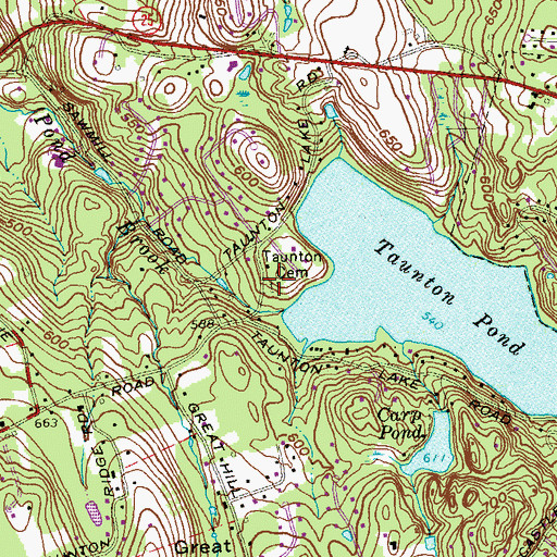 Topographic Map of Taunton Cemetery, CT