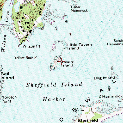 Topographic Map of Tavern Island, CT