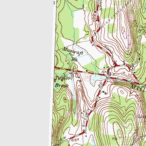 Topographic Map of Taylor Brook, CT