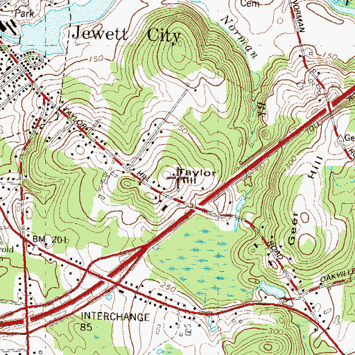 Topographic Map of Taylor Hill, CT