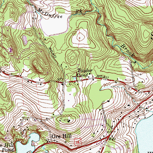 Topographic Map of Taylor Pond, CT