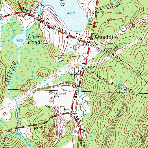 Topographic Map of Teft Brook, CT