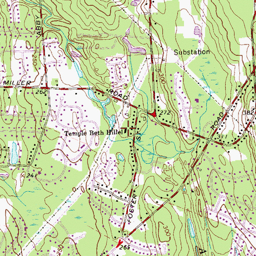 Topographic Map of Temple Beth Hillel, CT
