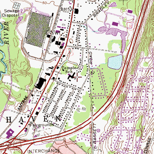 Topographic Map of Temple School, CT