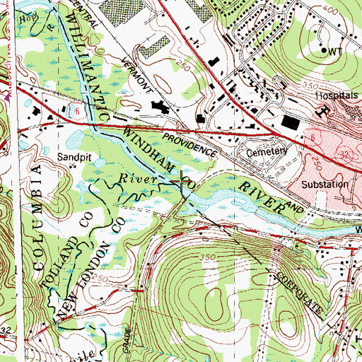 Topographic Map of Tenmile River, CT