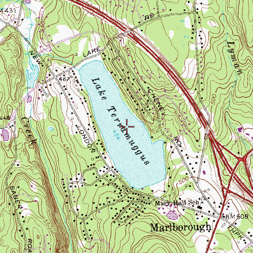 Topographic Map of Lake Terramuggus, CT