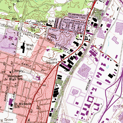 Topographic Map of Terry Square, CT