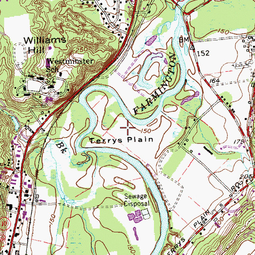 Topographic Map of Terrys Plain, CT