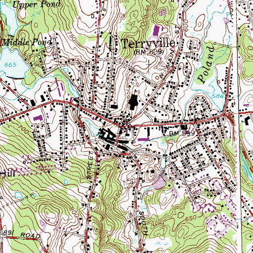 Topographic Map of Terryville, CT