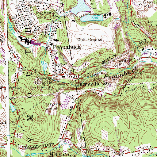 Topographic Map of Terryville Station, CT
