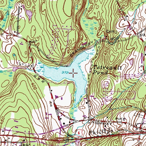 Topographic Map of Tetreault Pond, CT