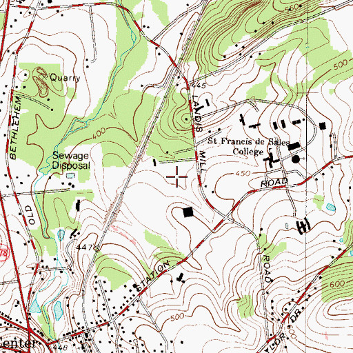 Topographic Map of Butz Baseball Field, PA