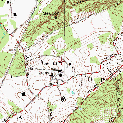 Topographic Map of DeChantal Hall, PA