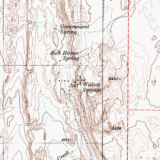 Topographic Map of Willow Springs, AZ