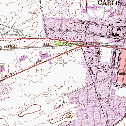 Topographic Map of Dickinson Park Intramural Fields, PA