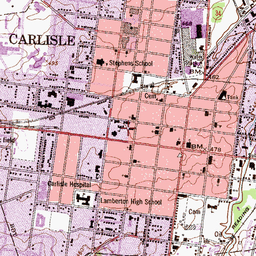 Topographic Map of East College Building, PA