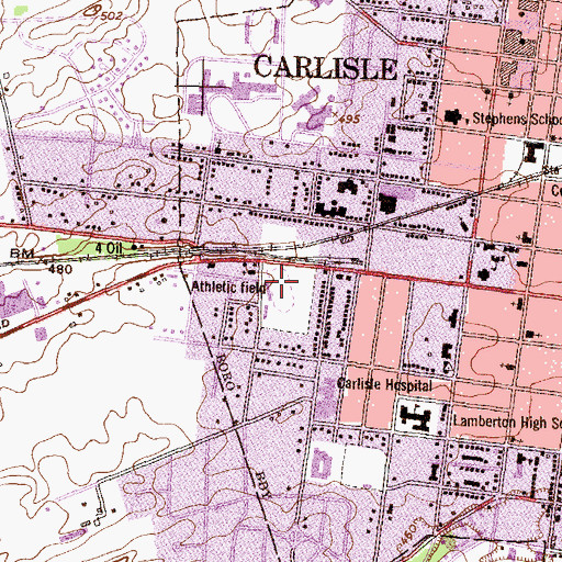 Topographic Map of Herman Bosier Biddle Athletic Field, PA