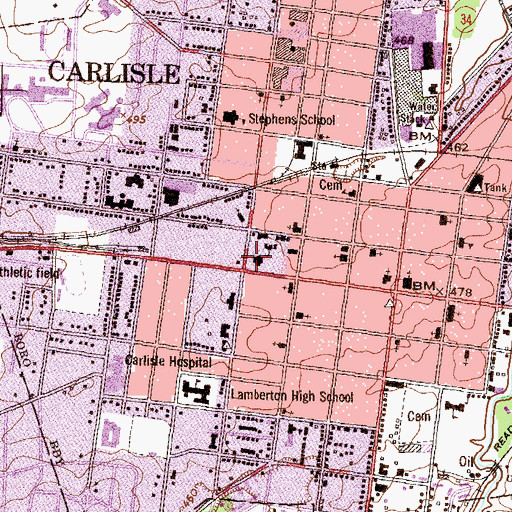 Topographic Map of James Williamson Bosier Hall, PA