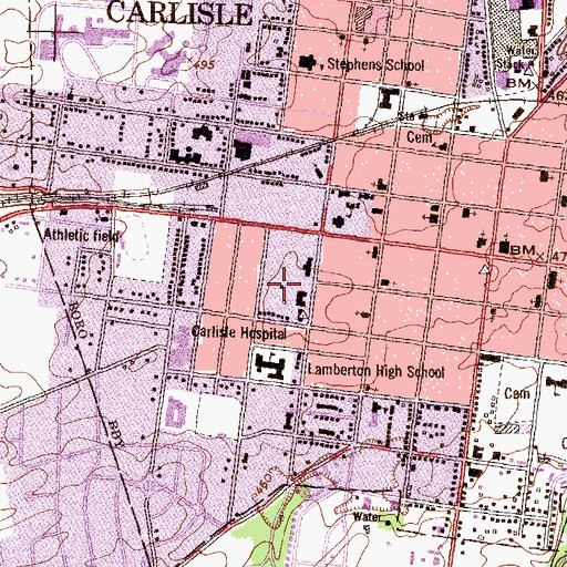 Topographic Map of Witwer Hall, PA