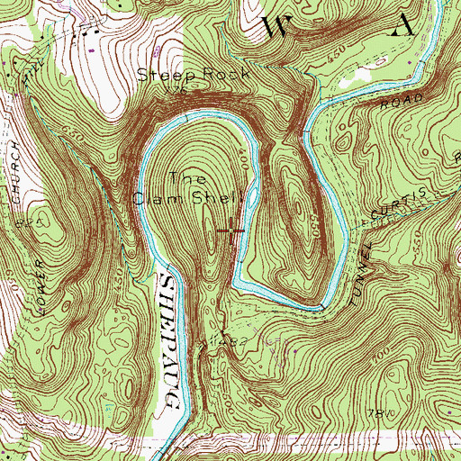 Topographic Map of The Clam Shell, CT