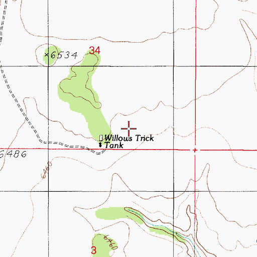 Topographic Map of Willows Trick Tank, AZ
