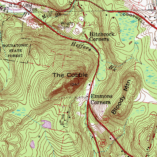 Topographic Map of The Cobble, CT