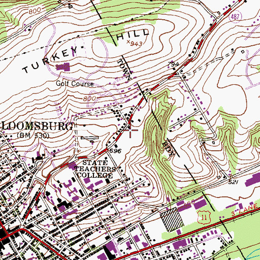 Topographic Map of Buckingham Maintence Center, PA