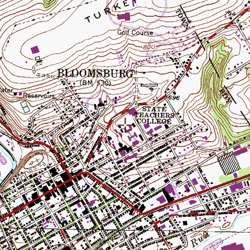 Topographic Map of Columbia Residence Hall, PA