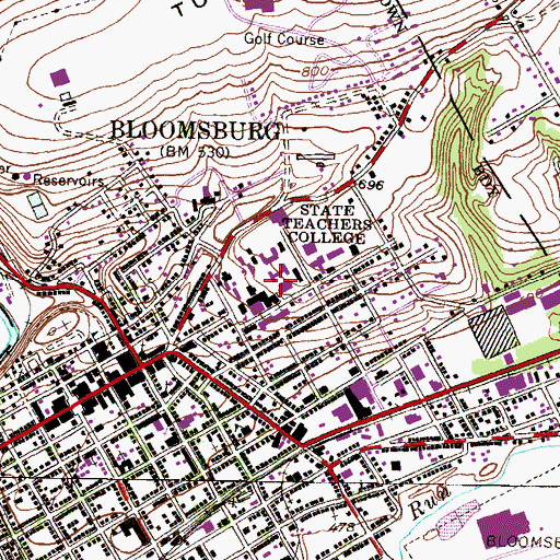 Topographic Map of Luzerne Residence Hall, PA