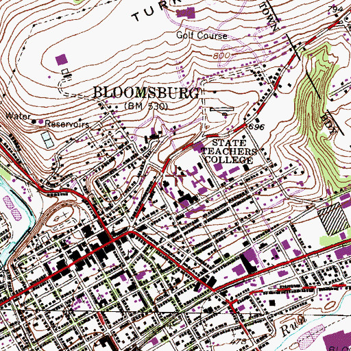 Topographic Map of Montour Residence Hall, PA