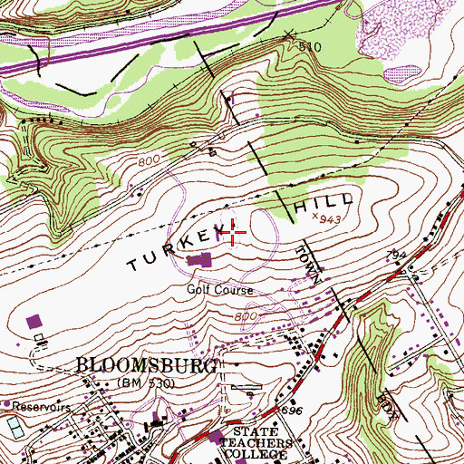 Topographic Map of Robert B Redman Stadium, PA