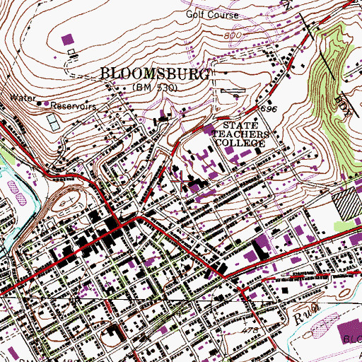 Topographic Map of Schylkill Residence Hall, PA