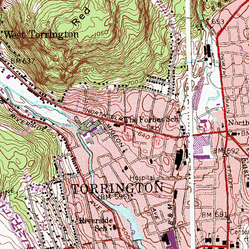 Topographic Map of The Forbes School, CT