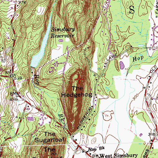 Topographic Map of The Hedgehog, CT