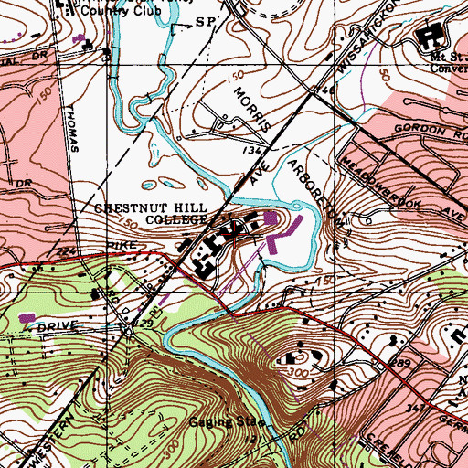 Topographic Map of Fournier Hall, PA