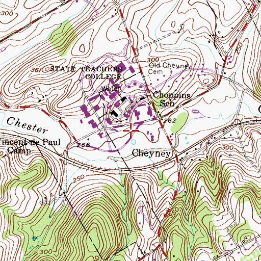 Topographic Map of Ada Georges Hall, PA
