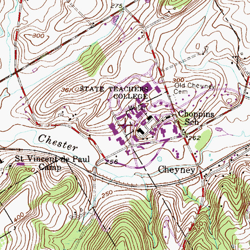 Topographic Map of Baily Hall, PA