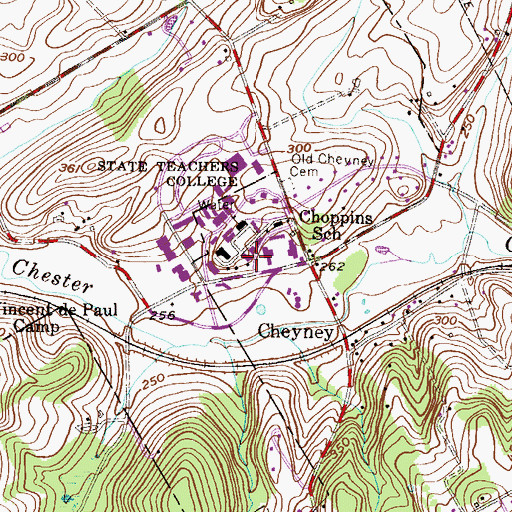 Topographic Map of Burleigh Hall, PA