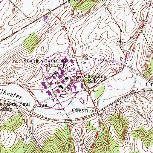 Topographic Map of Coppin Hall, PA
