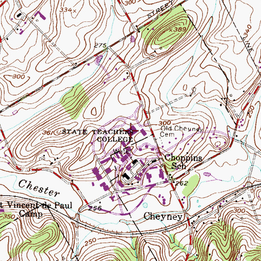 Topographic Map of Duckrey Social Sciences Center, PA