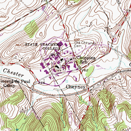 Topographic Map of Dudley Center for the Performing Arts, PA