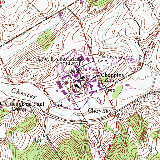 Topographic Map of Humphreys Hall, PA