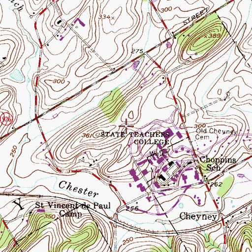 Topographic Map of James Hilton Center, PA