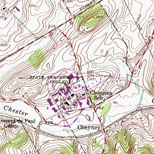 Topographic Map of Leslie Pinckney Hill Library, PA