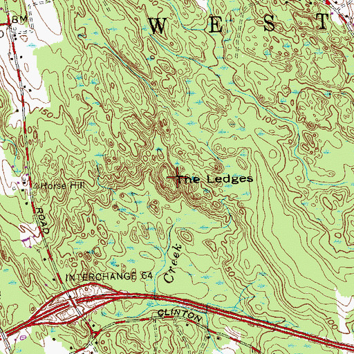 Topographic Map of The Ledges, CT