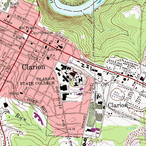 Topographic Map of Chandler Dining Hall, PA