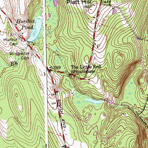 Topographic Map of The Little Red Schoolhouse, CT